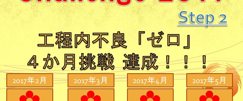 工程内不良「ゼロ」4か月達成！