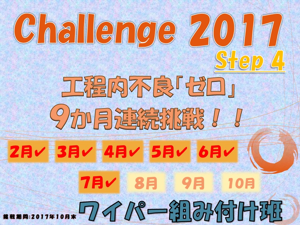 工程内不良「ゼロ」9か月に挑戦！